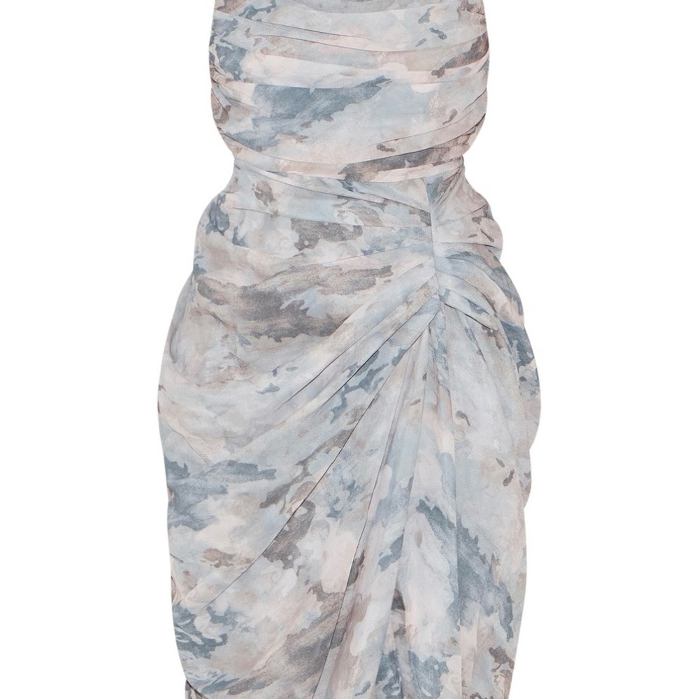 PrettyLittleThing Elegant Blue and Gray Midi Dress